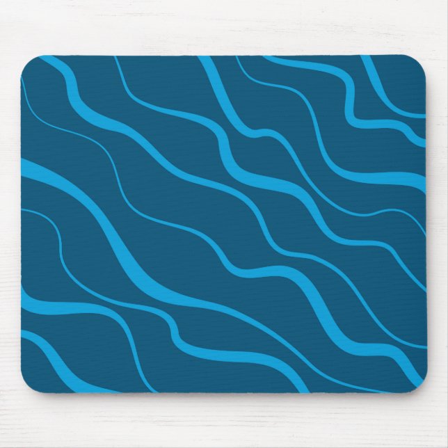 Blue, simple, modern, cool wave abstraction mouse pad (Front)