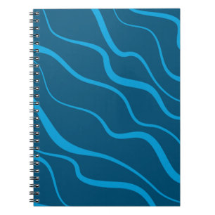 Blue, simple, modern, cool wave abstraction notebook