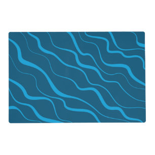 Blue, simple, modern, cool wave abstraction placemat