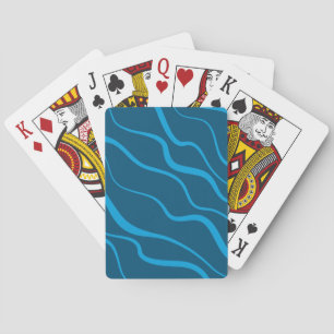 Blue, simple, modern, cool wave abstraction poker cards