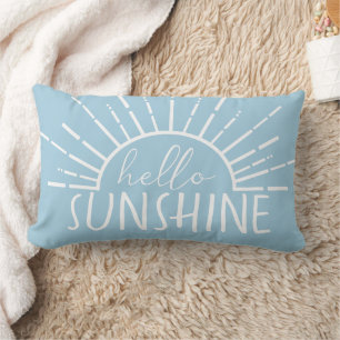 Blue Simple Modern Hello Sunshine Lumbar Pillow
