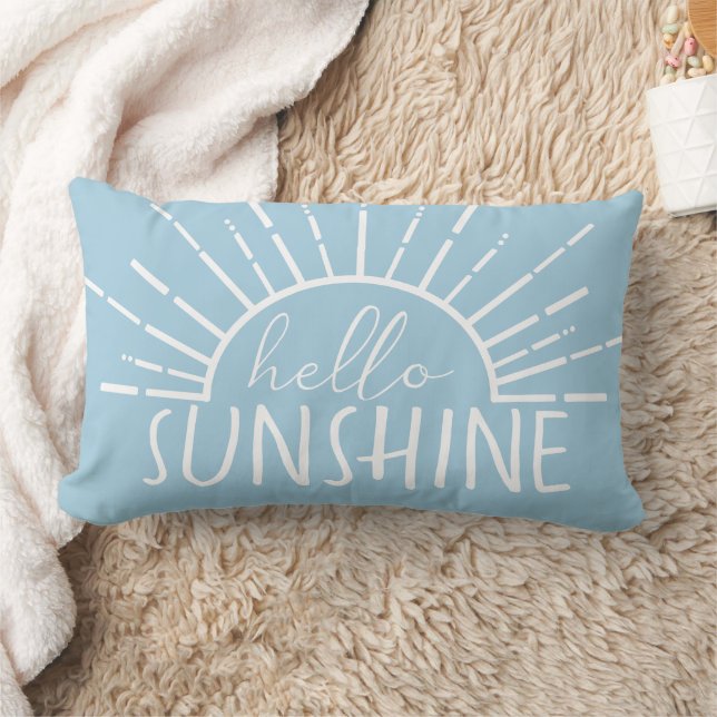 Blue Simple Modern Hello Sunshine     Lumbar Pillow (Blanket)