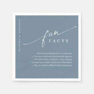 Blue Simple Modern Script Fun Facts Wedding Napkins