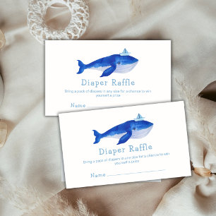Blue Simple Ocean Whale Diaper Raffle Baby Shower  Enclosure Card