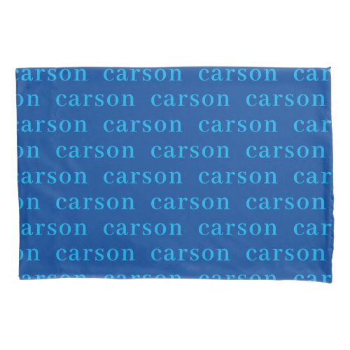 Blue Simple Personalized Repeating Name  Pillow Case