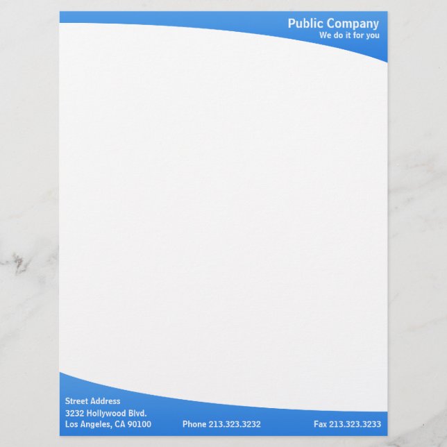 Blue simple plain modern elegant letterhead (Front)