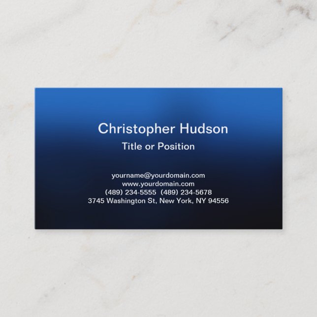 Blue Simple Plain Modern Stylish Business Card (Front)