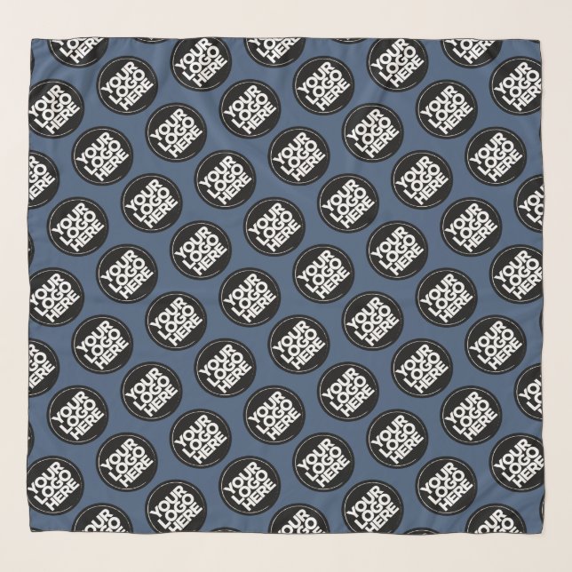 Blue Simple Repeating Business Logo Background Scarf (Front (Horizontal))