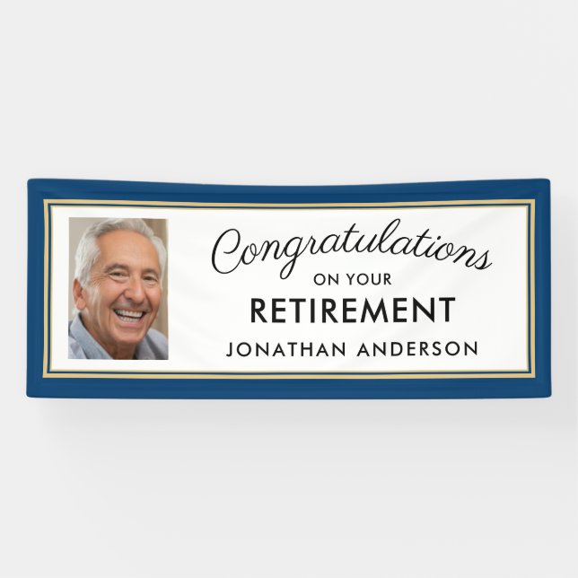 Blue Simple Retirement Party Photo Banner (Horizontal)