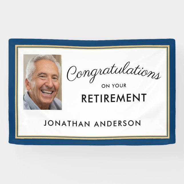 Blue Simple Retirement Party Photo Banner (Horizontal)