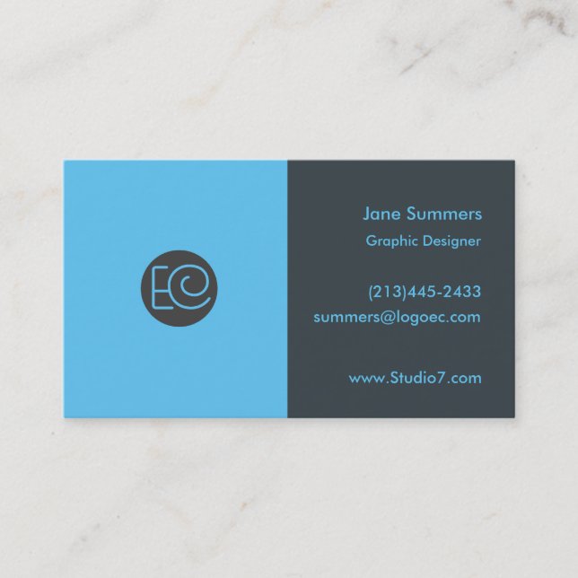Blue  - Simple Series Business Card (Front)