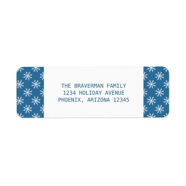 Blue Simple Snowflake Holiday Address Labels (Front)