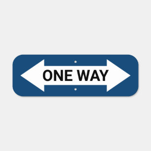 Blue simple traditional custom one way metal sign
