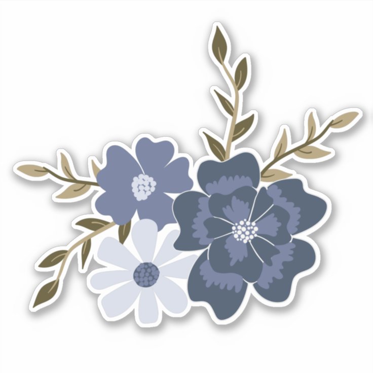 Blue Simple Vine Flowers Botanical Sticker | Zazzle | Nature Stickers