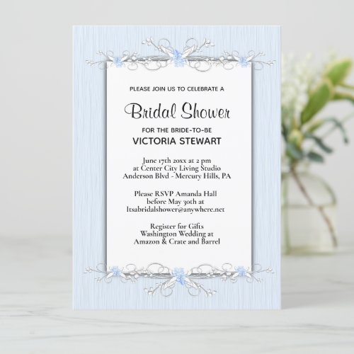 Blue Simplicity Bridal Shower  Invitation