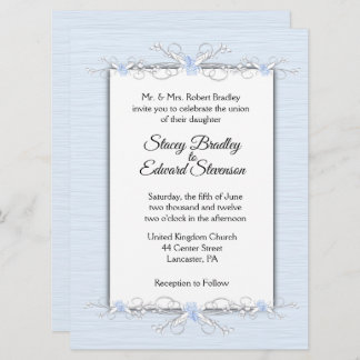 Blue Simplicity Traditional Wedding Invitation
