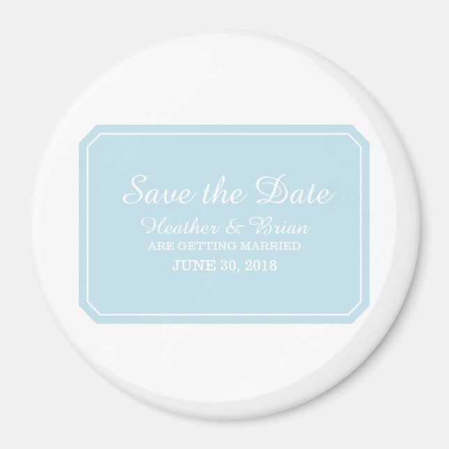Blue Simply Elegant Save the Date Magnet