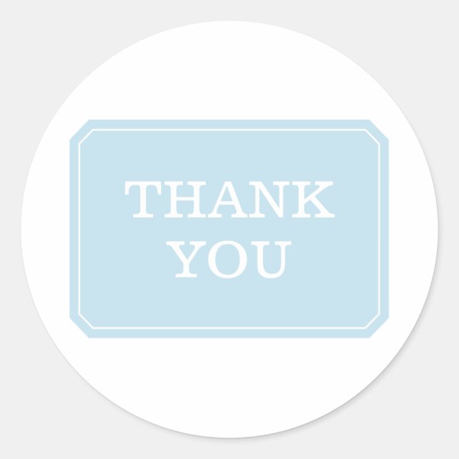 Blue Simply Elegant Thank You Stickers (Front)
