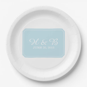 Blue Simply Elegant Wedding Paper Plates