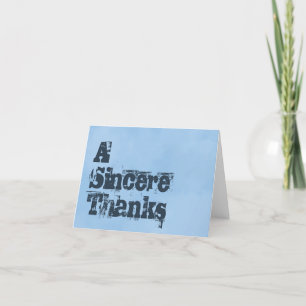Blue Sincere Thanks Letterpress Thank You Card