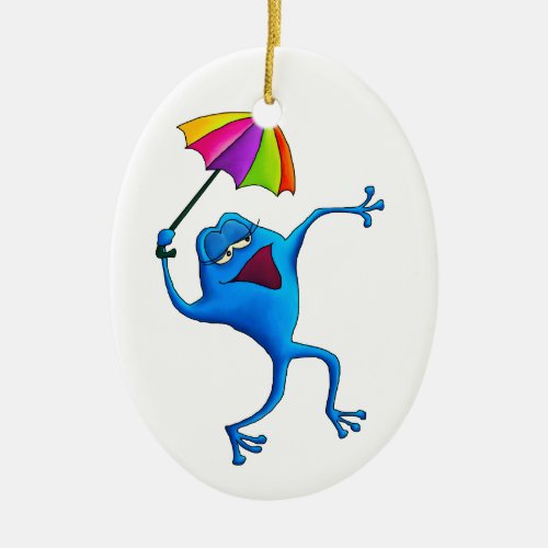Blue Singing Frog Ornament