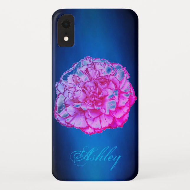 Blue Single Flower Cell Phone Case w/ Her Name (Back)