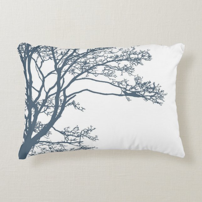 Blue Single Tree Boho Accent Pillow (Front)