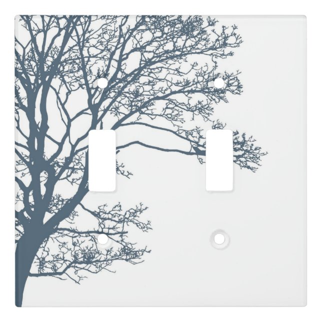 Blue Single Tree Boho Light Switch Cover (Front)