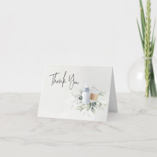 Blue Sip & See New Baby Folded Thank You Card