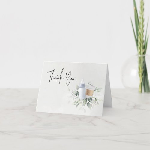 Blue Sip  See New Baby Folded Thank You Card