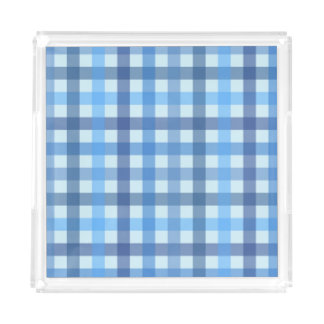 Blue Six-Color Gingham Pattern Acrylic Tray 