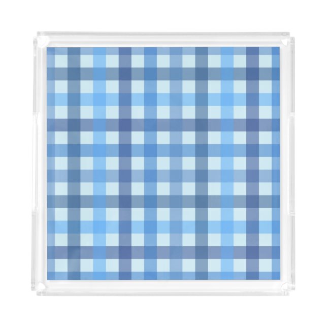 Blue Six-Color Gingham Pattern Acrylic Tray  (Front)