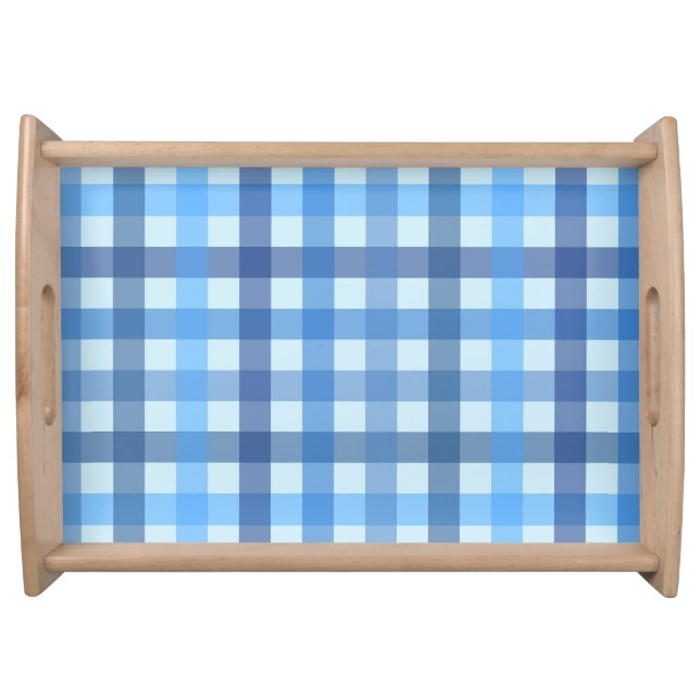 Blue Six-Color Gingham Pattern Serving Tray  (Front)