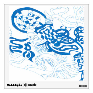 "Blue Sketch" Abstract Art Wall Decal