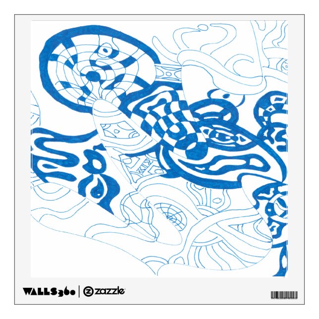 "Blue Sketch" Abstract Art Wall Decal (Front)