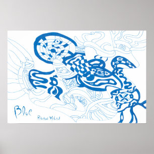 Blue Sketch, abstract Poster