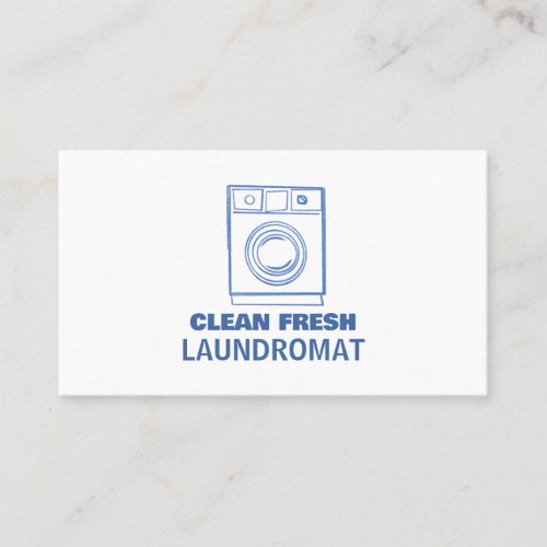 Blue Sketch Washer Laundromat Cleaning Service Business Card