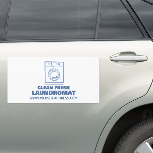 Blue Sketch Washer Laundromat Cleaning Service Car Magnet