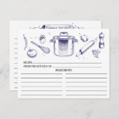 Blue Sketched Kitchen Tools Recipe Cards (Front/Back)