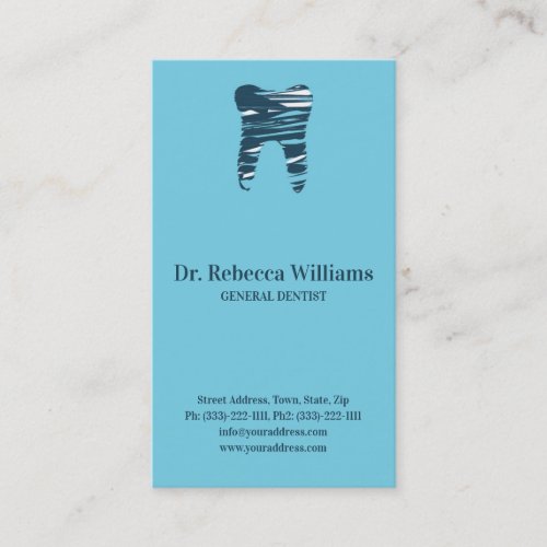Blue Sketched Tooth Dental Clinic Dentist Card