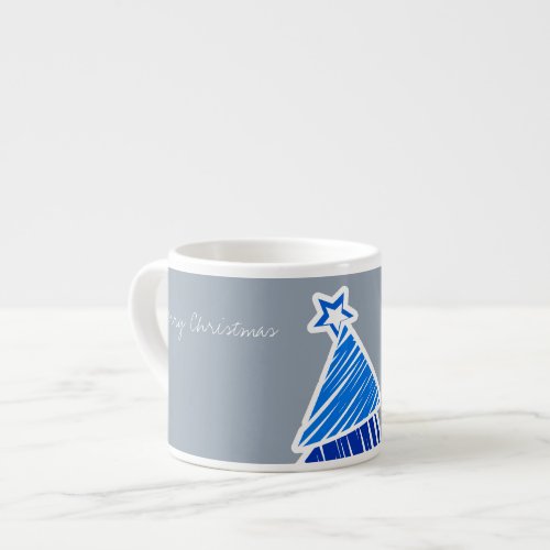 Blue Sketchy Christmas Tree Espresso Mug