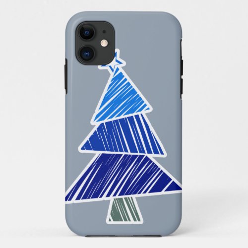 Blue Sketchy Christmas Tree iPhone 5 Case
