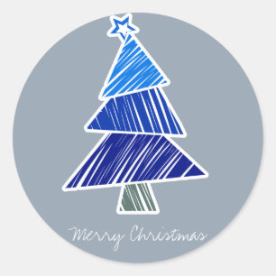 Blue Sketchy Christmas Tree Sticker