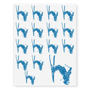Blue-Skier Temporary Tattoos