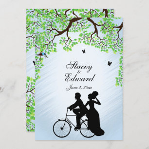 Blue Skies Bicycle Wedding Invitation