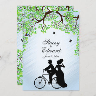 Blue Skies Bicycle Wedding Invitation 