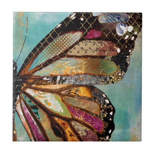 Blue Skies Butterfly Ceramic Tile