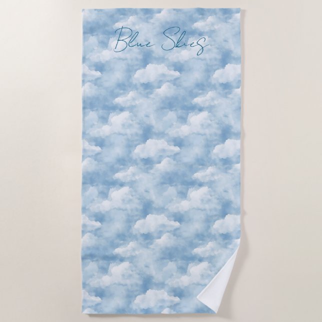 Blue Skies Clouds   Beach Towel (Front)