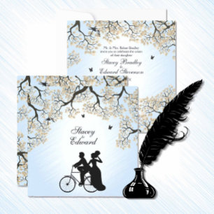 Blue Skies Fall Bicycle Wedding Invitation