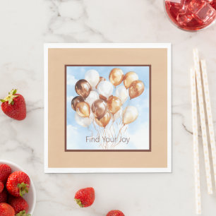 Blue Skies Gold White Balloons Napkins